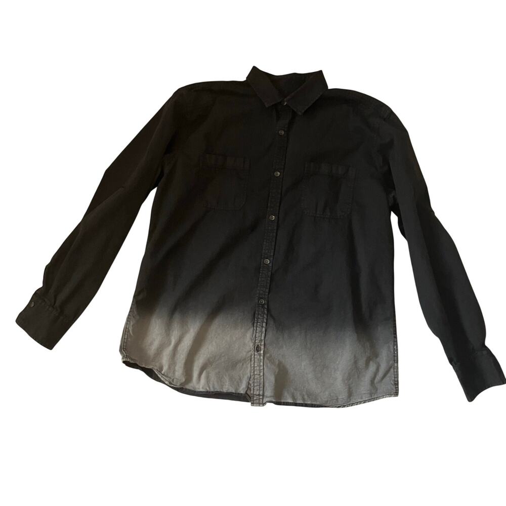 INC International Concepts Ombre Black Gray Shirt XL Grunge Streetwear Cotton